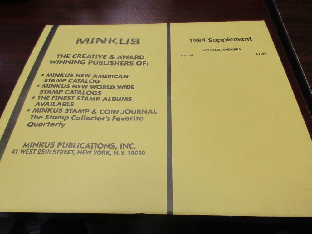 "MINKUS"  1984  SUPPLEMENT  MONACO, ANDORRA     W/FREE SHIPPING!!!