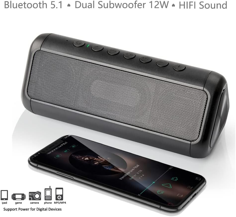 Solar Bluetooth Speaker, Wireless Waterproof Bluetooth Speaker