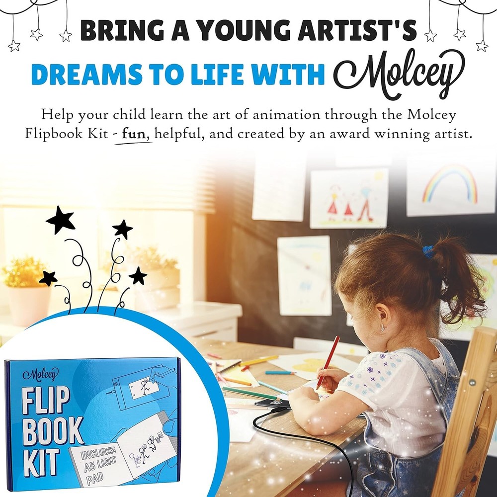 All-in-One Flip Book Kit with Adjustable LED Light Pad for Drawing & Animation
