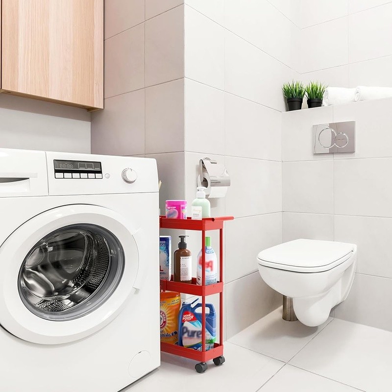 Narrow Space Storage Organizer Utility Shelf W/ Hooks Kitchen Laundry Bathroom