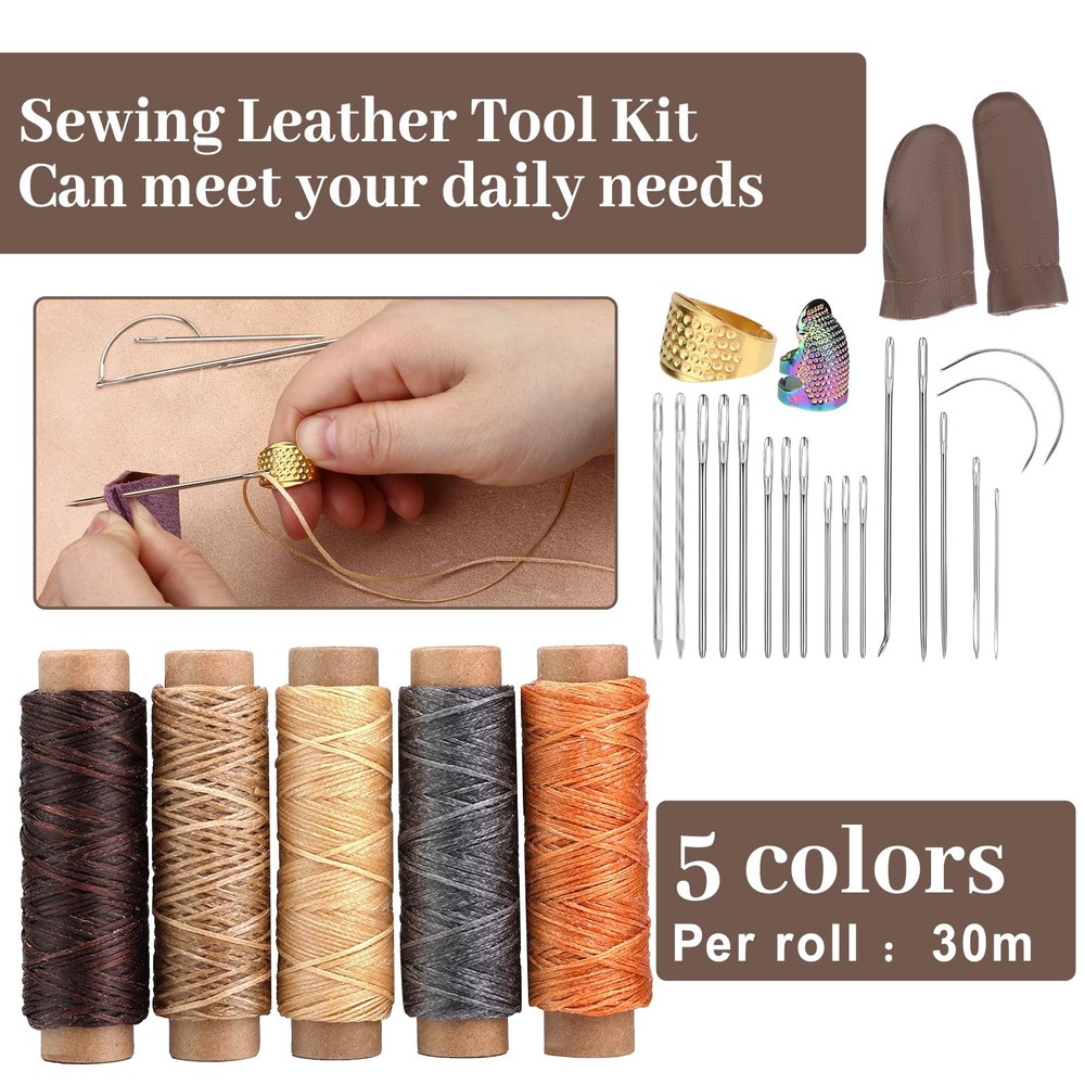 SOCNITC Leather Craft Tools, Working Kit with Snaps and Size 2, Black