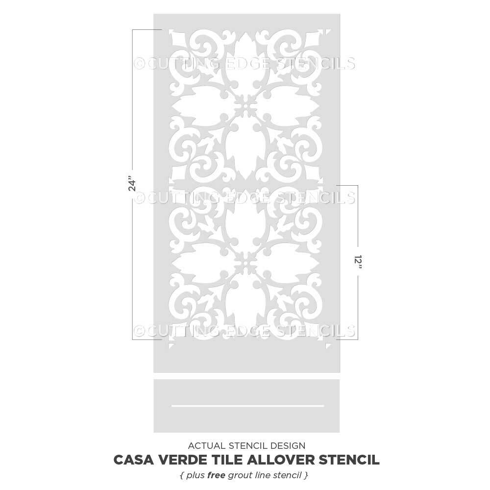 Casa Verde Tile Stencil - Large Floor Stencils - DIY Cement Tile Stencils