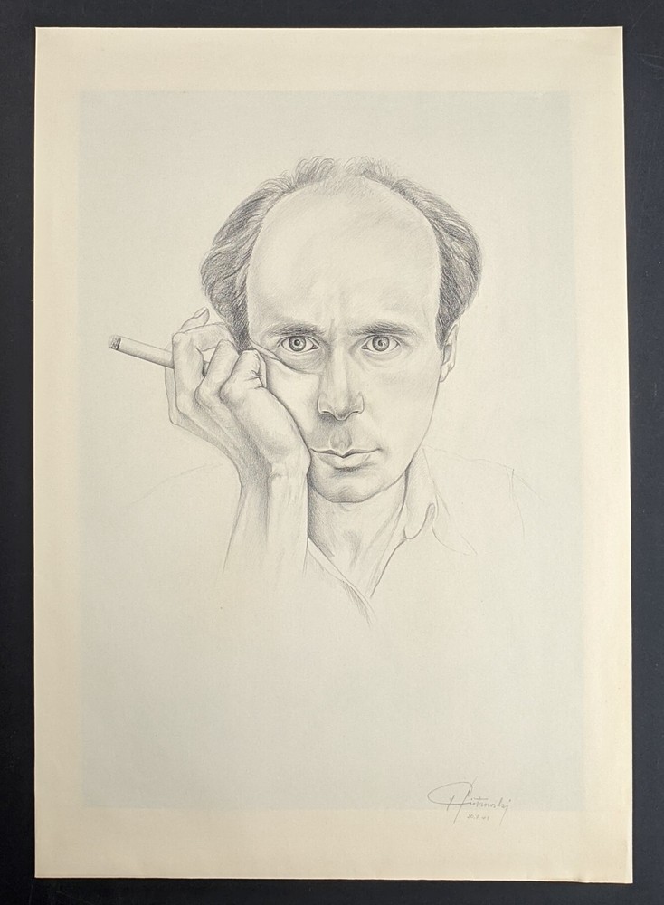 Helmut Piotrowski (PIO), Self Portrait with Cigarette, Signed, Dated, 1941