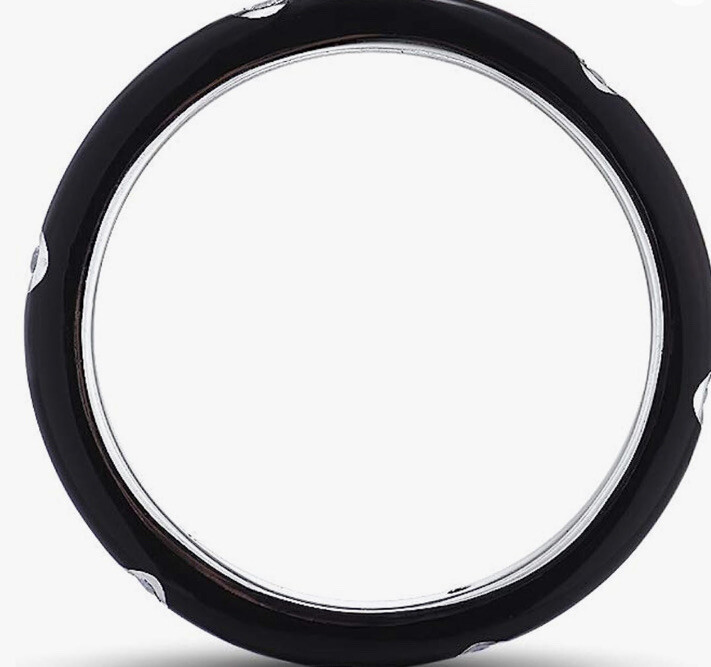 Black Stackable Enamel Ring 925 Sterling Silver Cubic Zirconia Rainbow Band