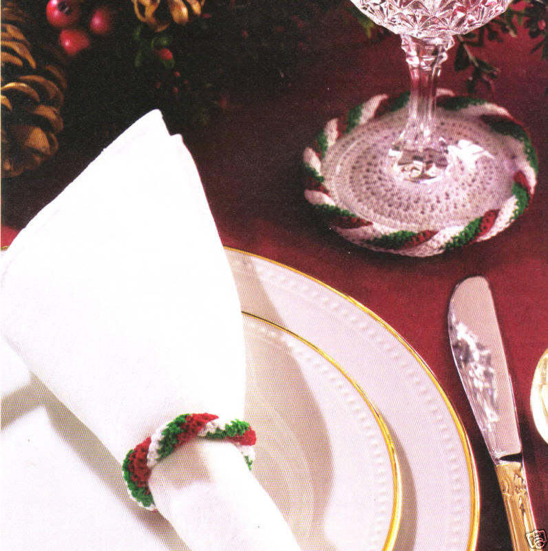 Peppermint Wreath Coaster/Napkin Ring/Crochet Patterns