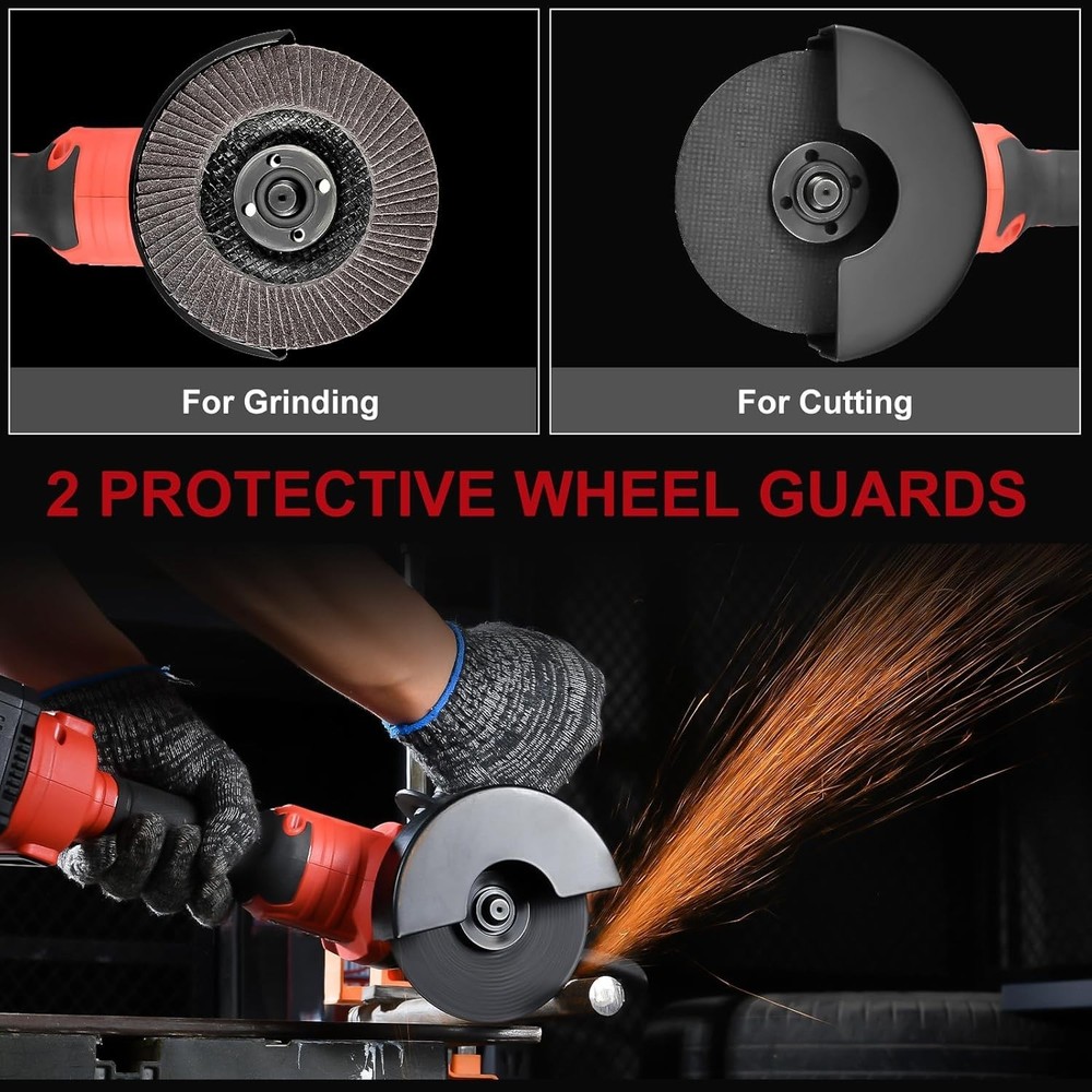 Power Electric Angle Grinder, 21V Battery, Brushless Motor