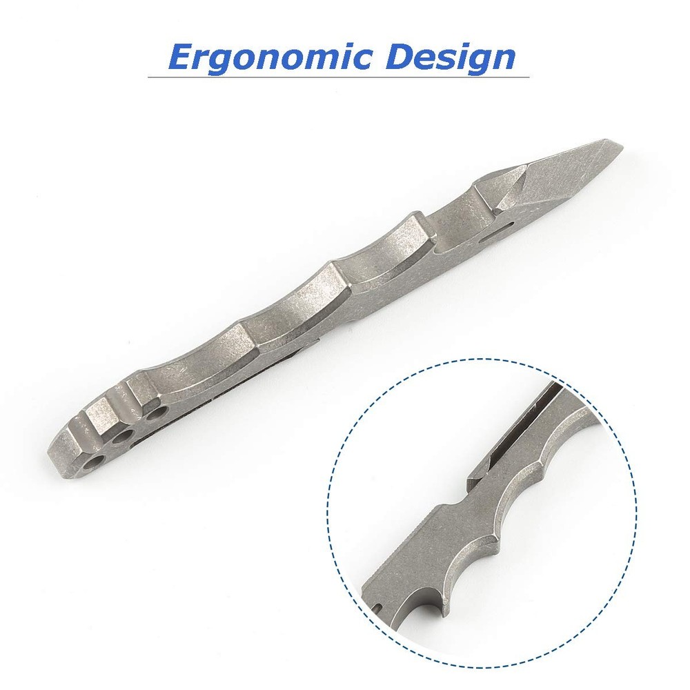 Titanium Pry Bar EDC Multi Tool with Bottle Opener Box Opener Clip Function (...