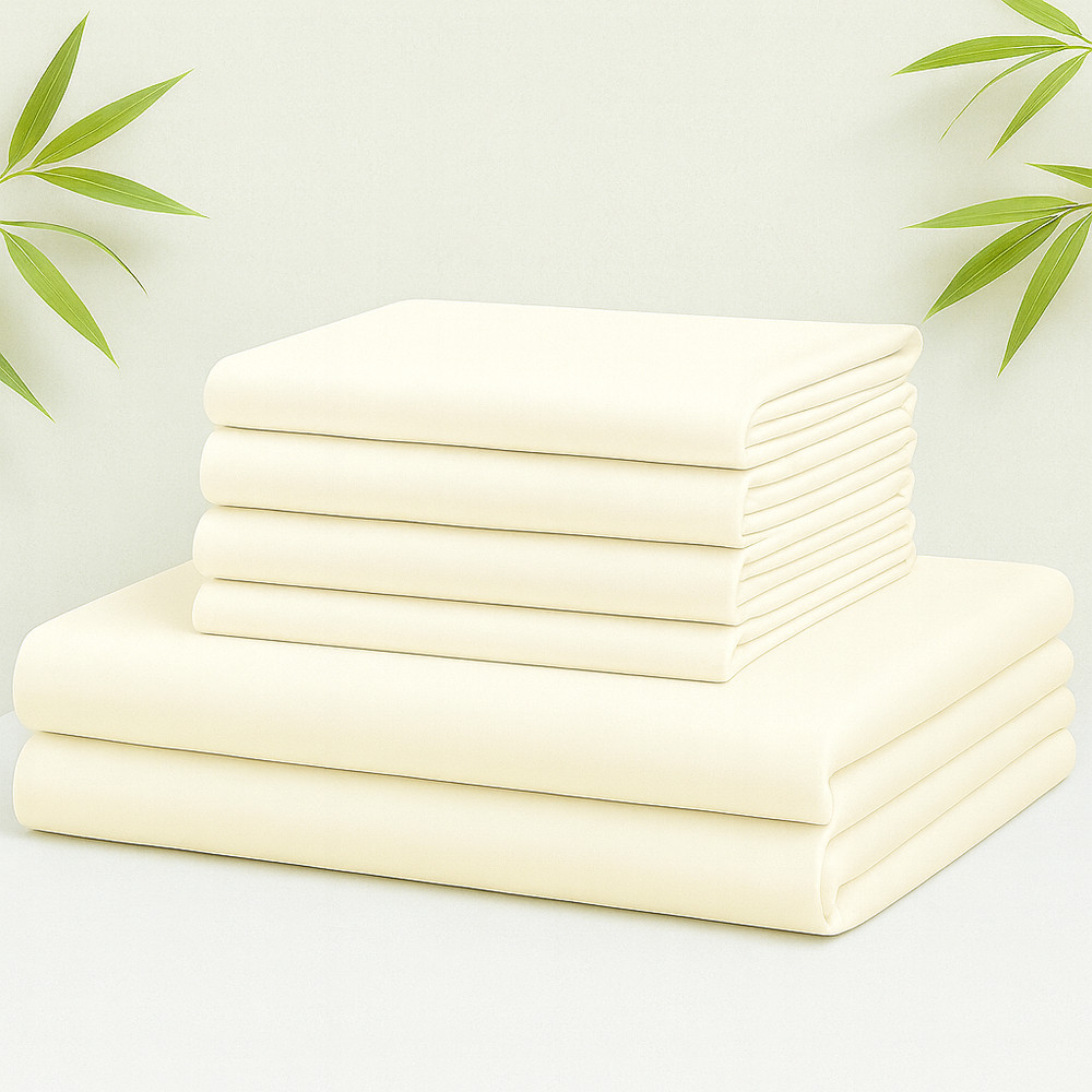 Bed Sheet Set 6 Piece - Soft, Breathable, & Deep Pocket. Bamboo Sheet Set