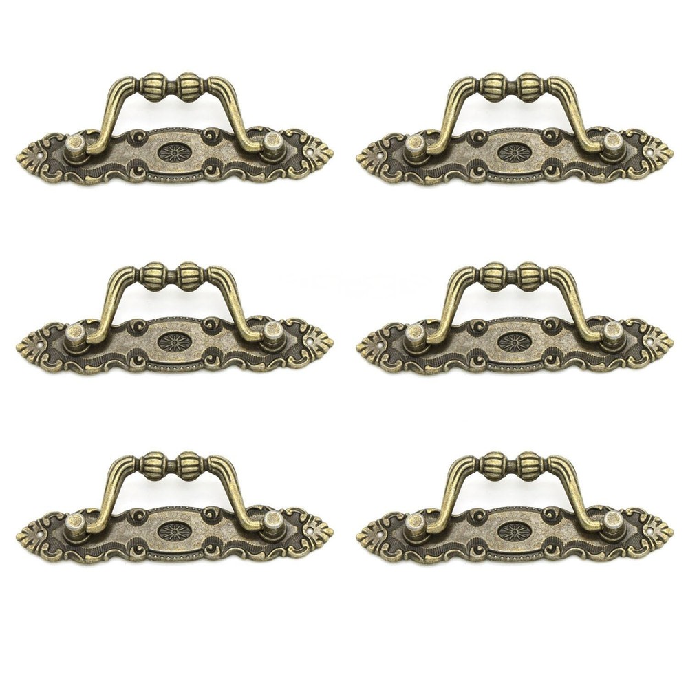 6 Pieces Bronze Pull Handle Drawer Pulls Vintage Decorative Handles, Cabinet ...