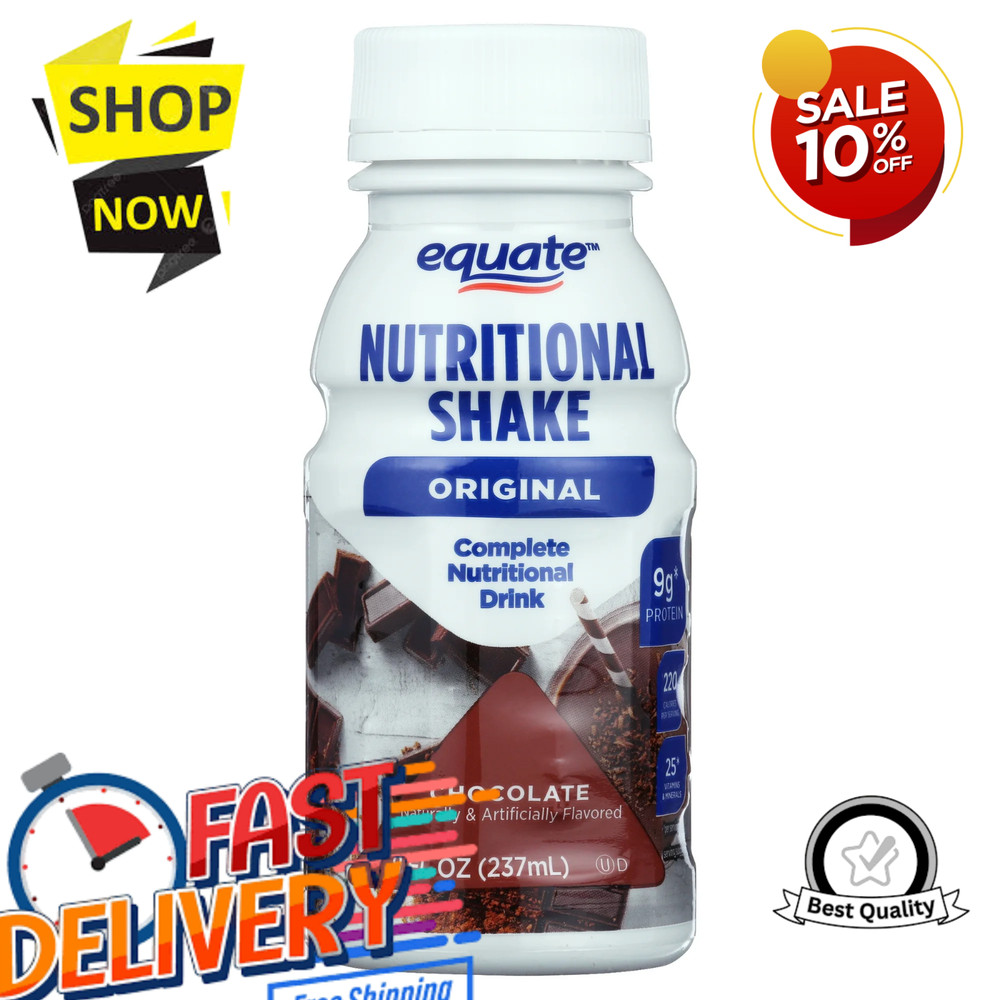 Equate Chocolate Original Nutritional Shake, 8 FL OZ, 6 Count