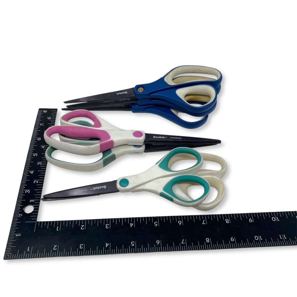 Scotch Titanium Scissors Set, 8 Inch Precision Shears, 7 Pcs, Mixed Colors