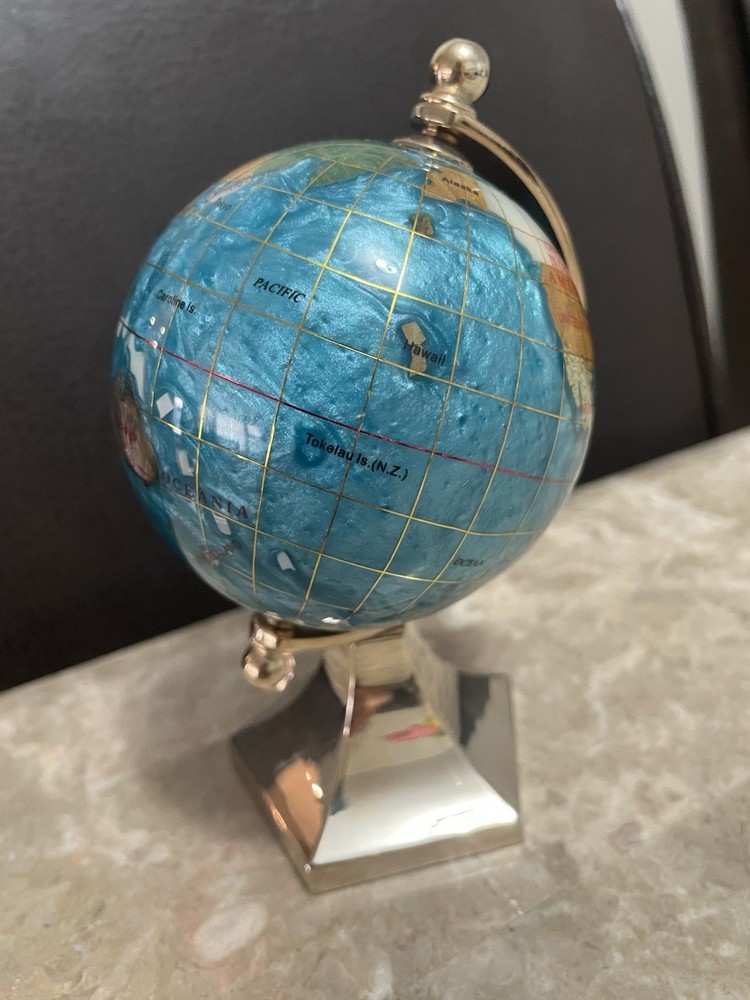 Gemstone Globe Small Desk Globe Blue