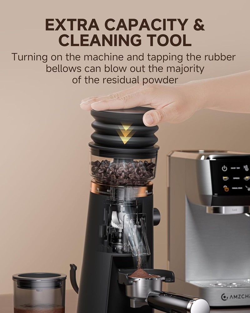 Coffee Grinder with 75 Settings Burrs Quiet Anti-Static Vacuum Container