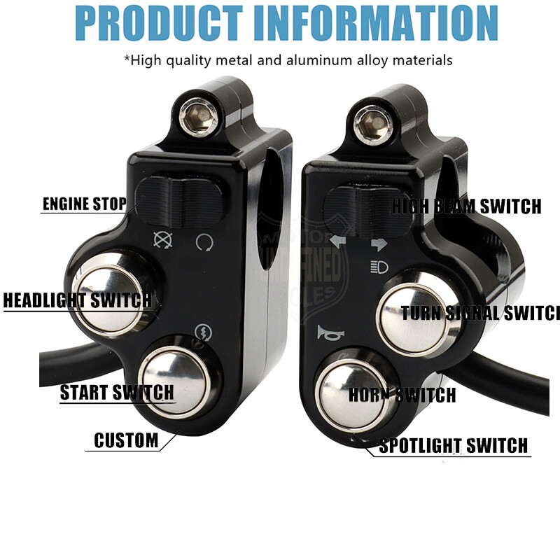 25mm 1'' Handlebar Control Switch Motorcycle Start Button For Harley Universal