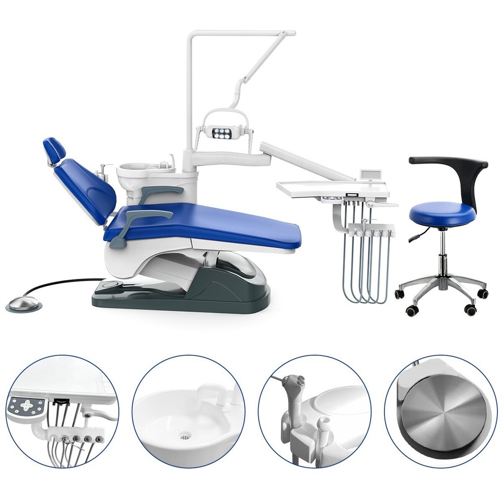 FDA Dental Unit Chair Computer Controlled DC Motor PU Leather +Dentist Stool