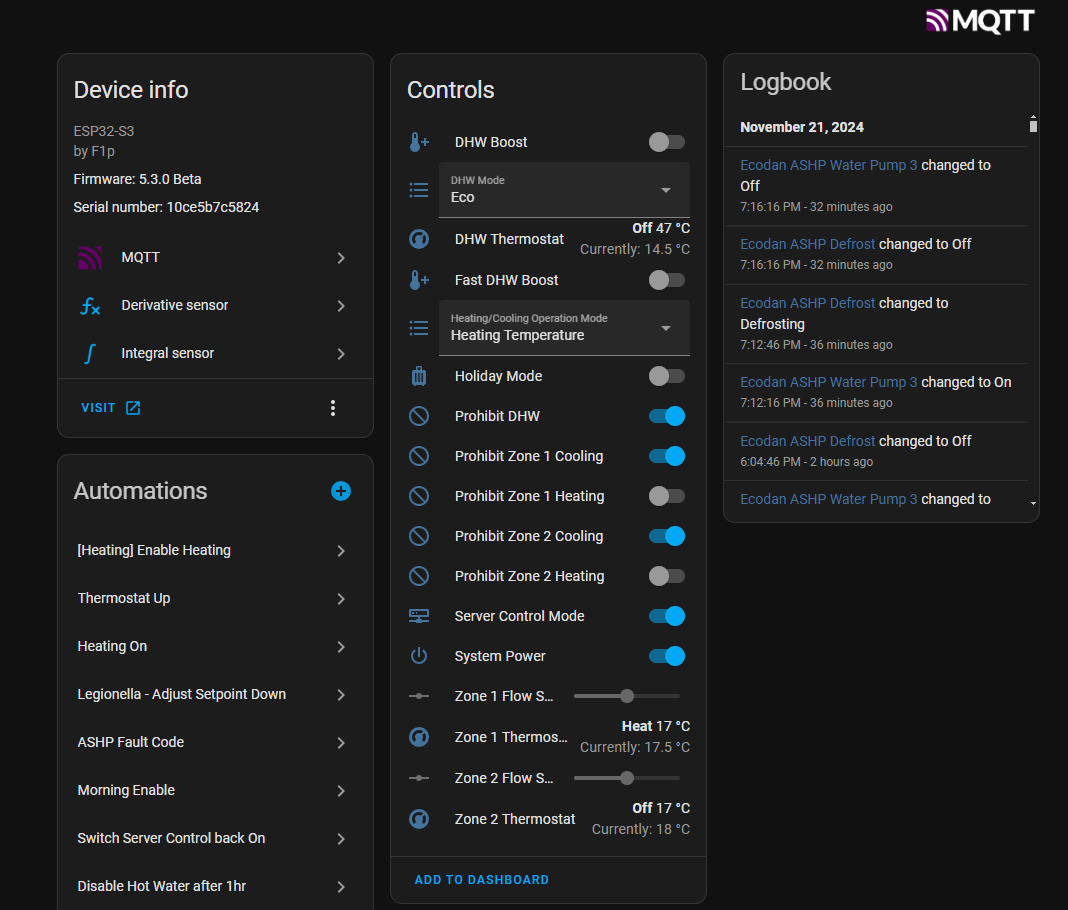 Mitsubishi Ecodan WiFi Connector to MQTT/Home Assistant for Heat Pumps - Gen2
