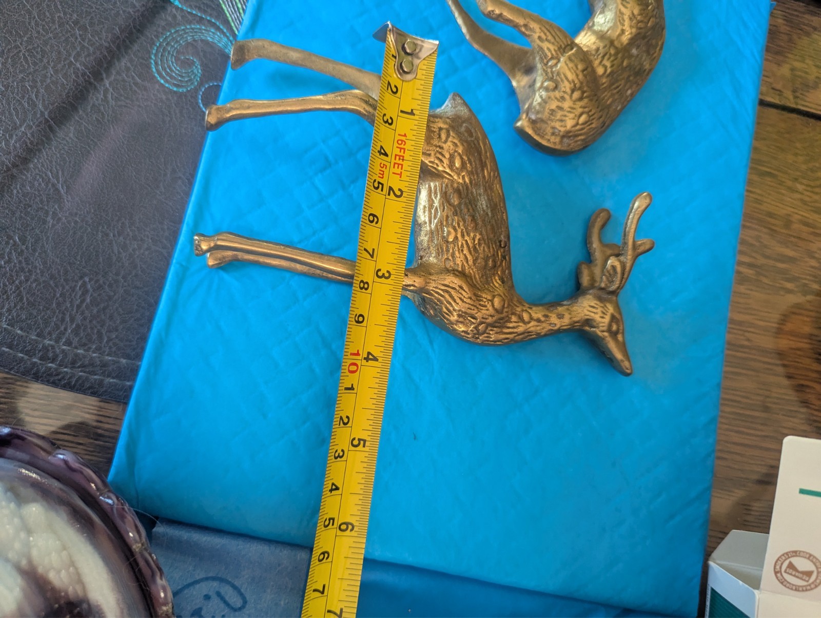 VTG Pair Brass Deer Figures Figurines Spotted Buck Doe MCM