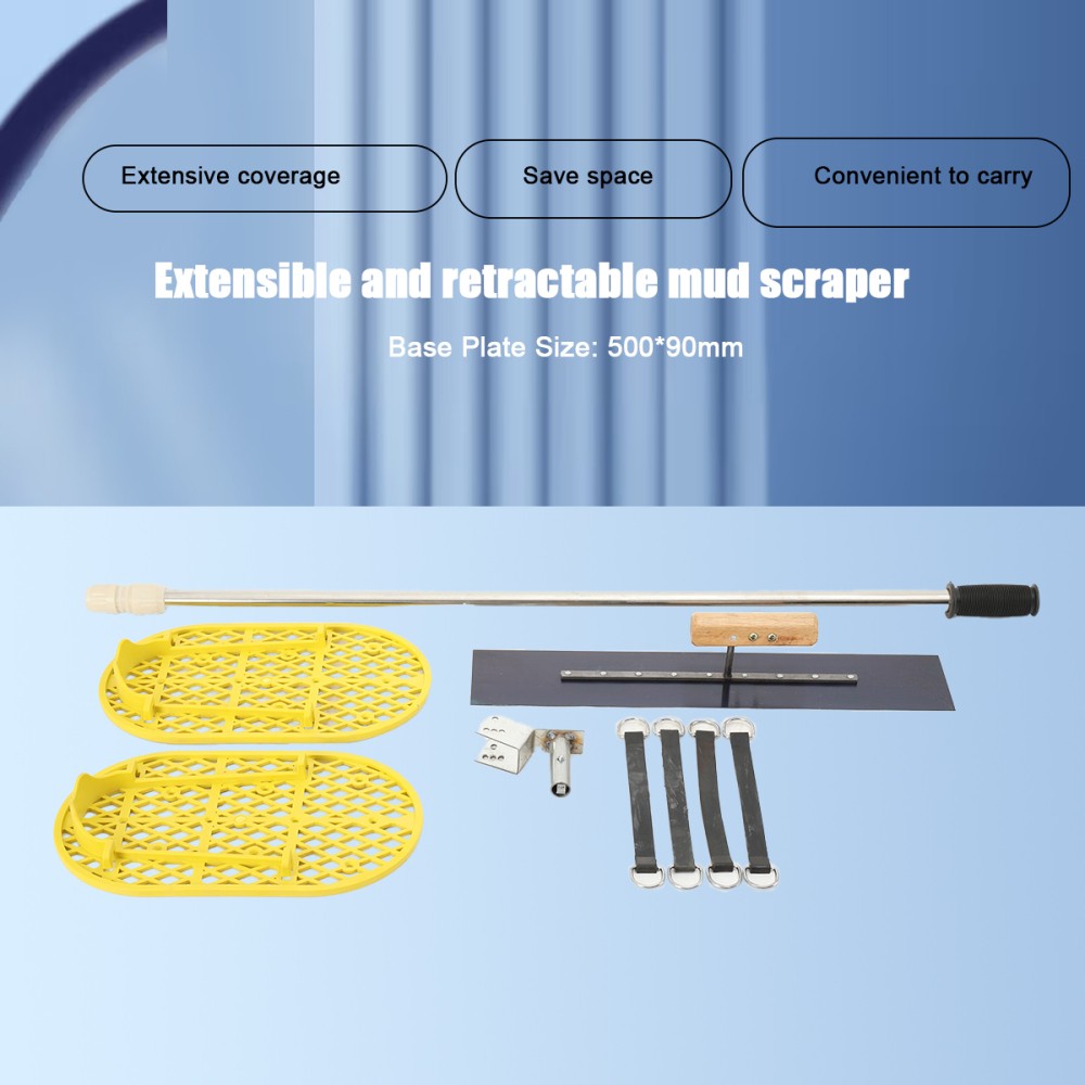 Long Handle Concrete Trowel Cement Surface Smoothing Tool w/ Finishing Shoes NEW