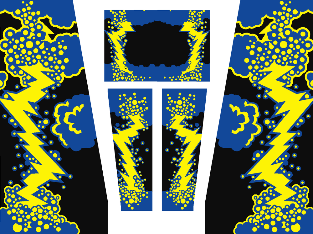 Stern LIGHTNING Pinball Machine CABINET Decal Set