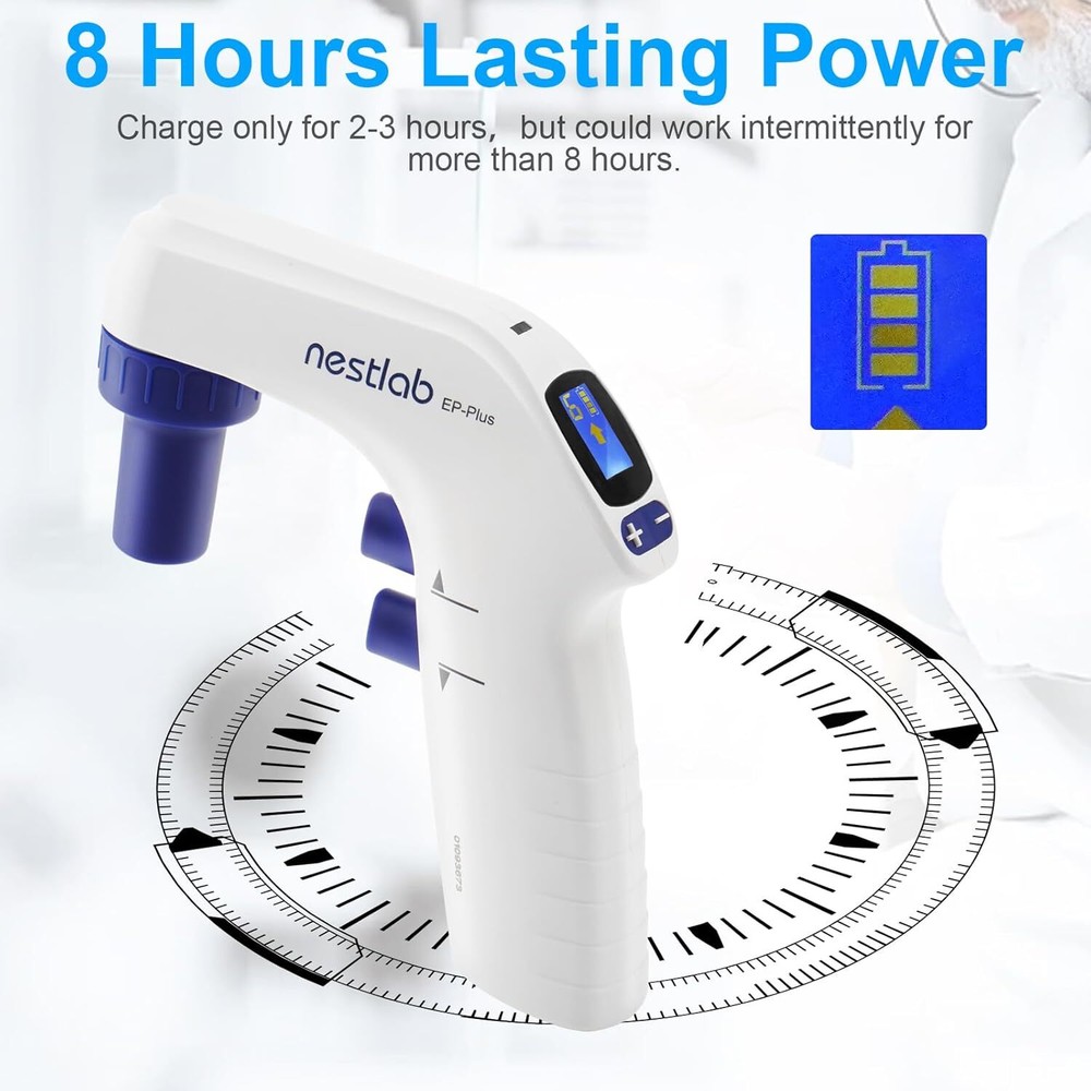 Lab Electric Pipette Controller 0.1-100ml for Lab LCD Screen 6 Adjustable Speed