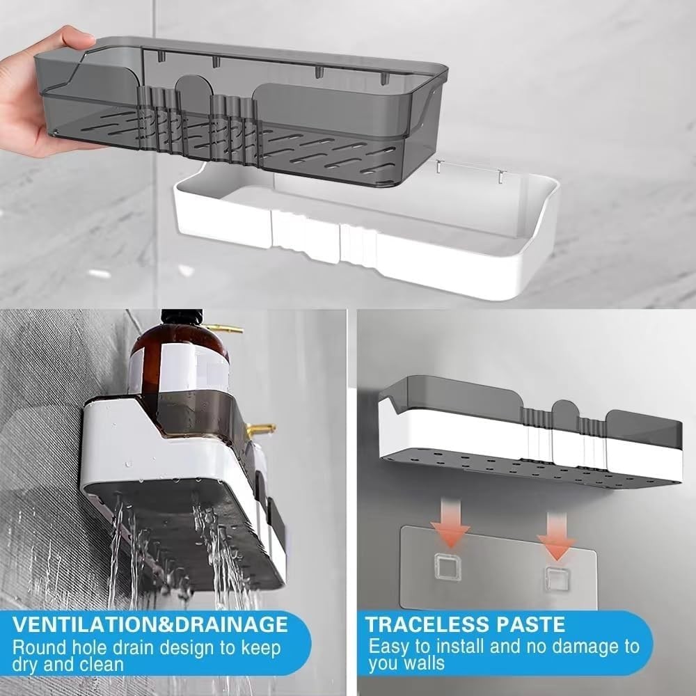 2-Pack Shower Caddy, Separable Shower Organizer with Soap Dish and Hooks