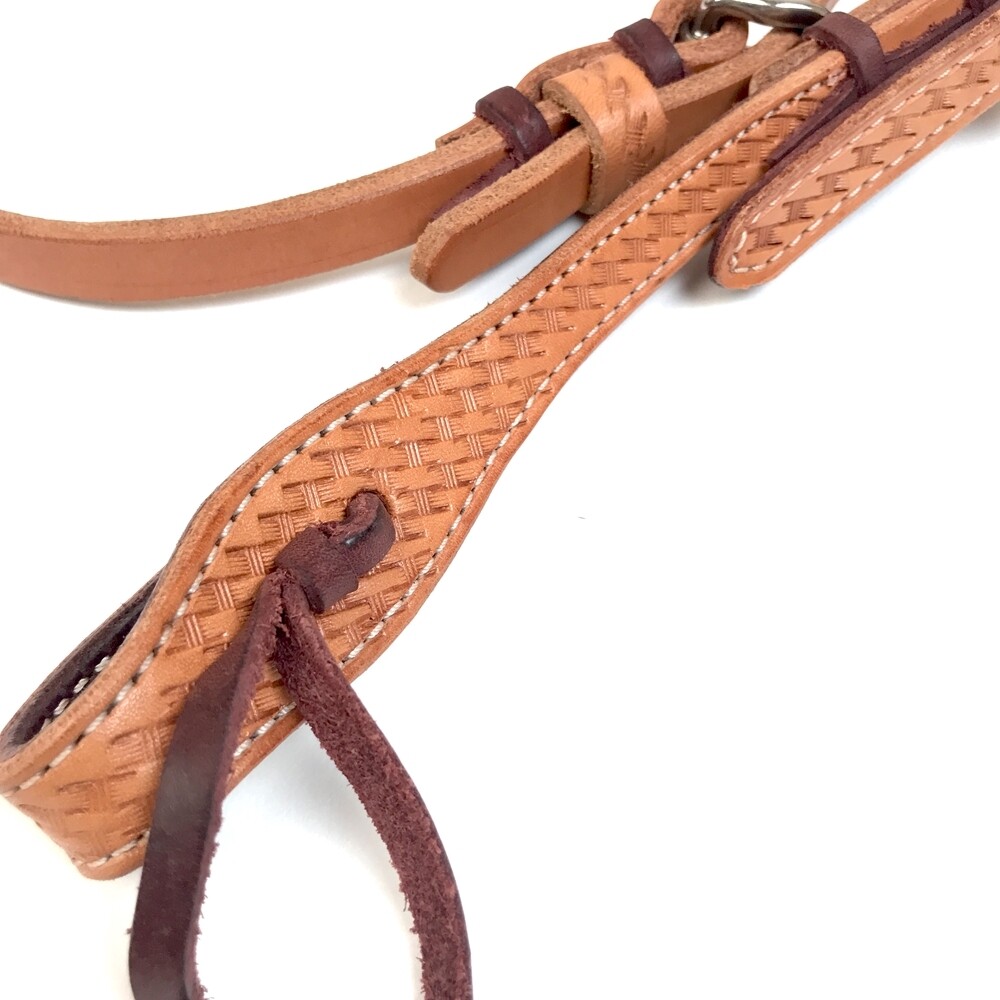 Elite Headstall, Basket Tooling, Hand Laced (Caramel)