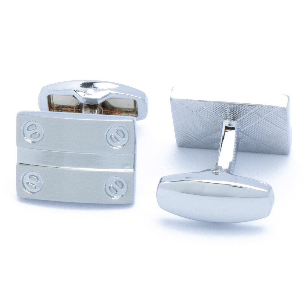 Cufflinks - Rugged Silver Rectangular