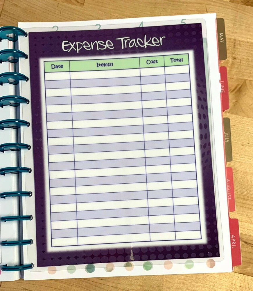 Expense Tracker Two Sided Dashboard for use with the BIG Happy Planner