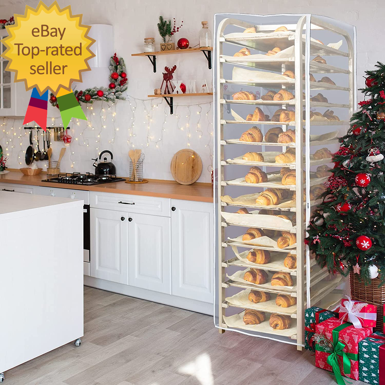 2 Pcs Bun Pan Rack Cover Bakers Rack Cover 20 Tier Sheet Pan Rack Cover