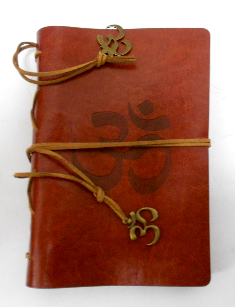 leather Om Aum journal handmade diary notebook leather strap closure with charm