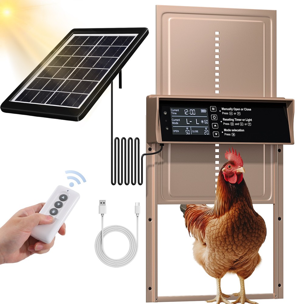 Automatic Chicken Poultry Coop Door w/Timer/Light Sensor/Alert System/LED Screen