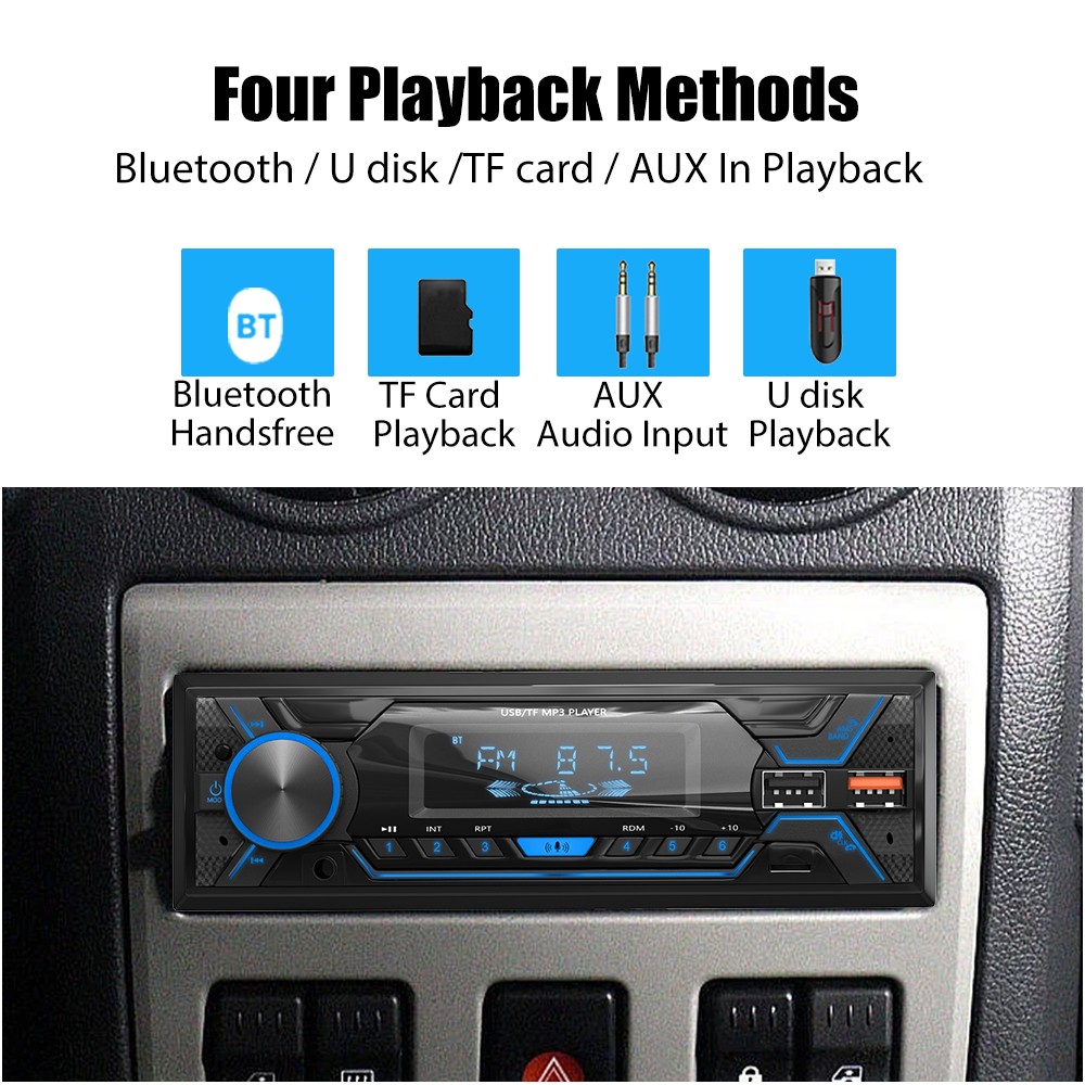Bluetooth Car Stereo Radio Single Din Head Unit MP3 Player FM RDS USB SD AUX