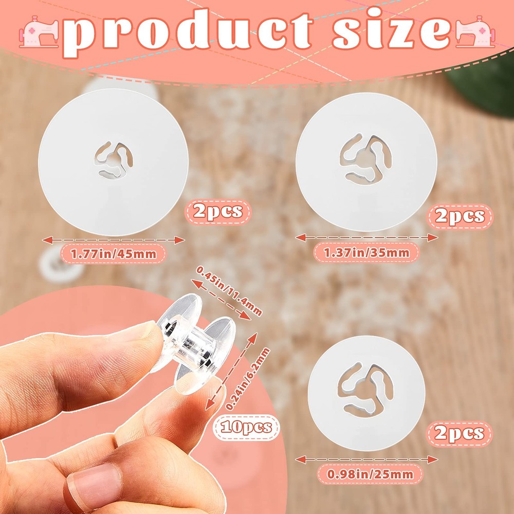 6 Pcs Sewing Spool Cap Small Medium Large with 10 Piece Embroidery Bobbin