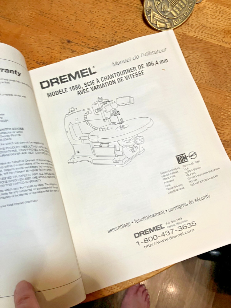 DREMEL MOD. 1680 VARIABLE SPEED 16" SCROLL SAW OWNERS MANUAL ONLY