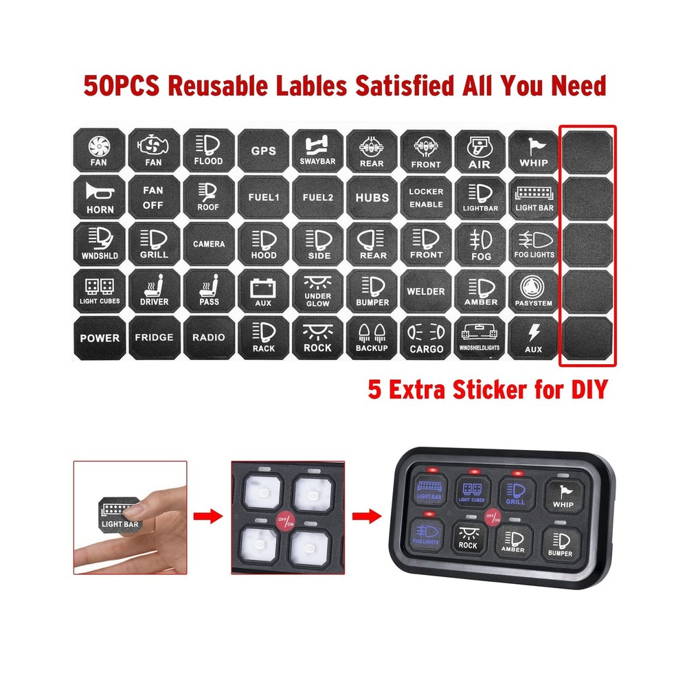 8 Gang Switch Panel, On-Off LED Multifunction Switch Panel Automatic Dimmable...