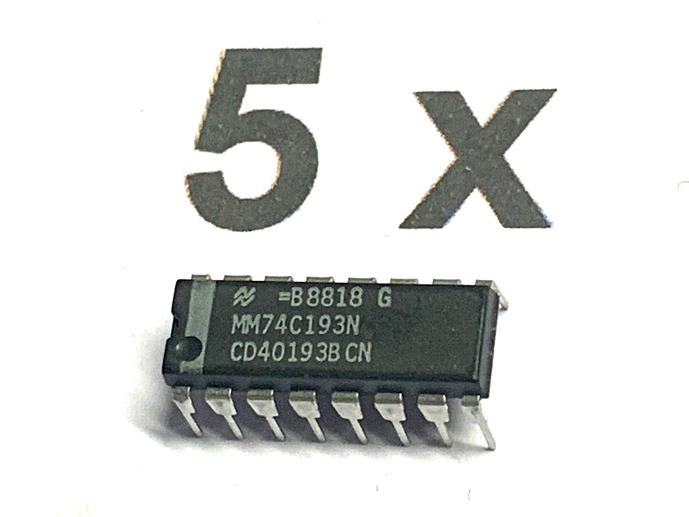 74C193, MM74C193N, Synchronous 4-Bit Up/Down Deca Binary Counter, 5 Pack