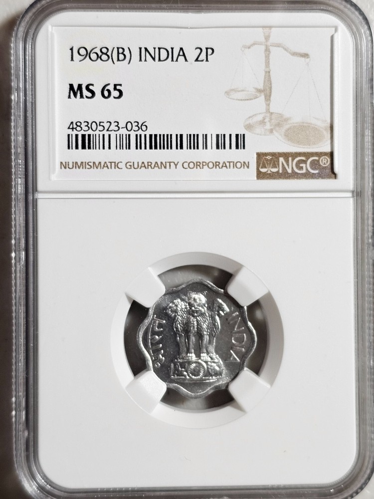 India 2 Paise 1968B NGC MS 65