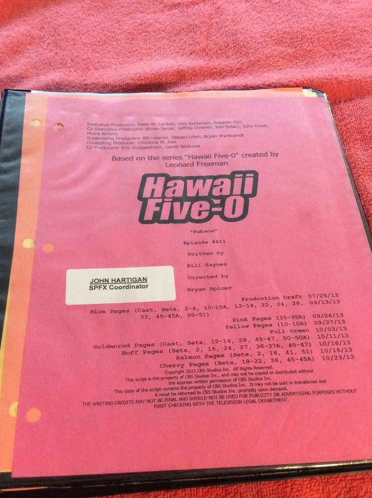 HAWAII FIVE-O ORIGINAL SCRIPT 411 SCHEDULE 2013 PUKANA DANIEL DAE KIM