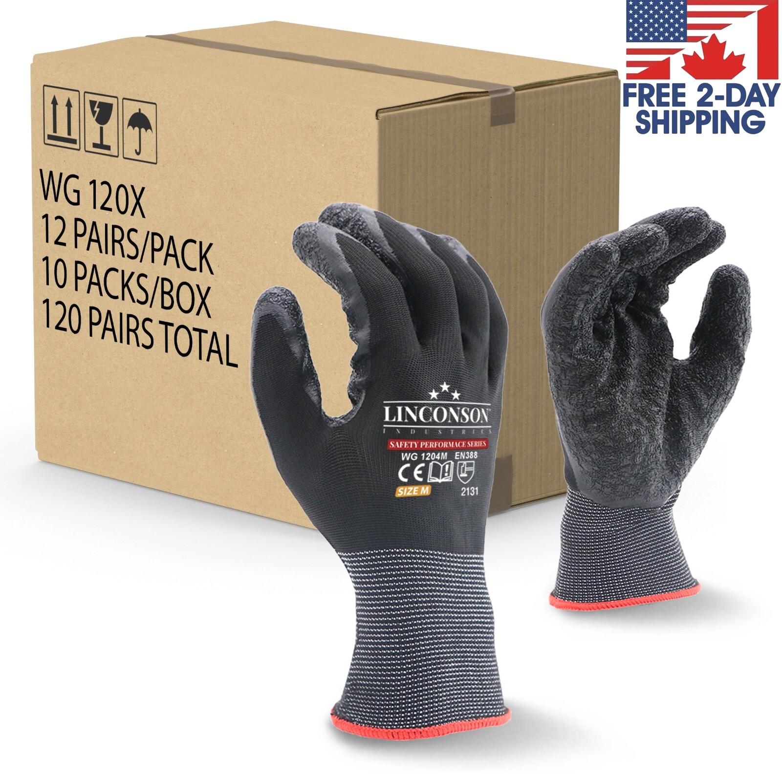 Linconson 12 Pack Safety Performance Series Construction Mechanics Wrinkle Latex