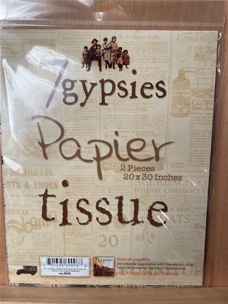 NEW 7GYPSIES Vintage tissue paper HABERDASHERIE 2 SHEETS each 20 x 30"