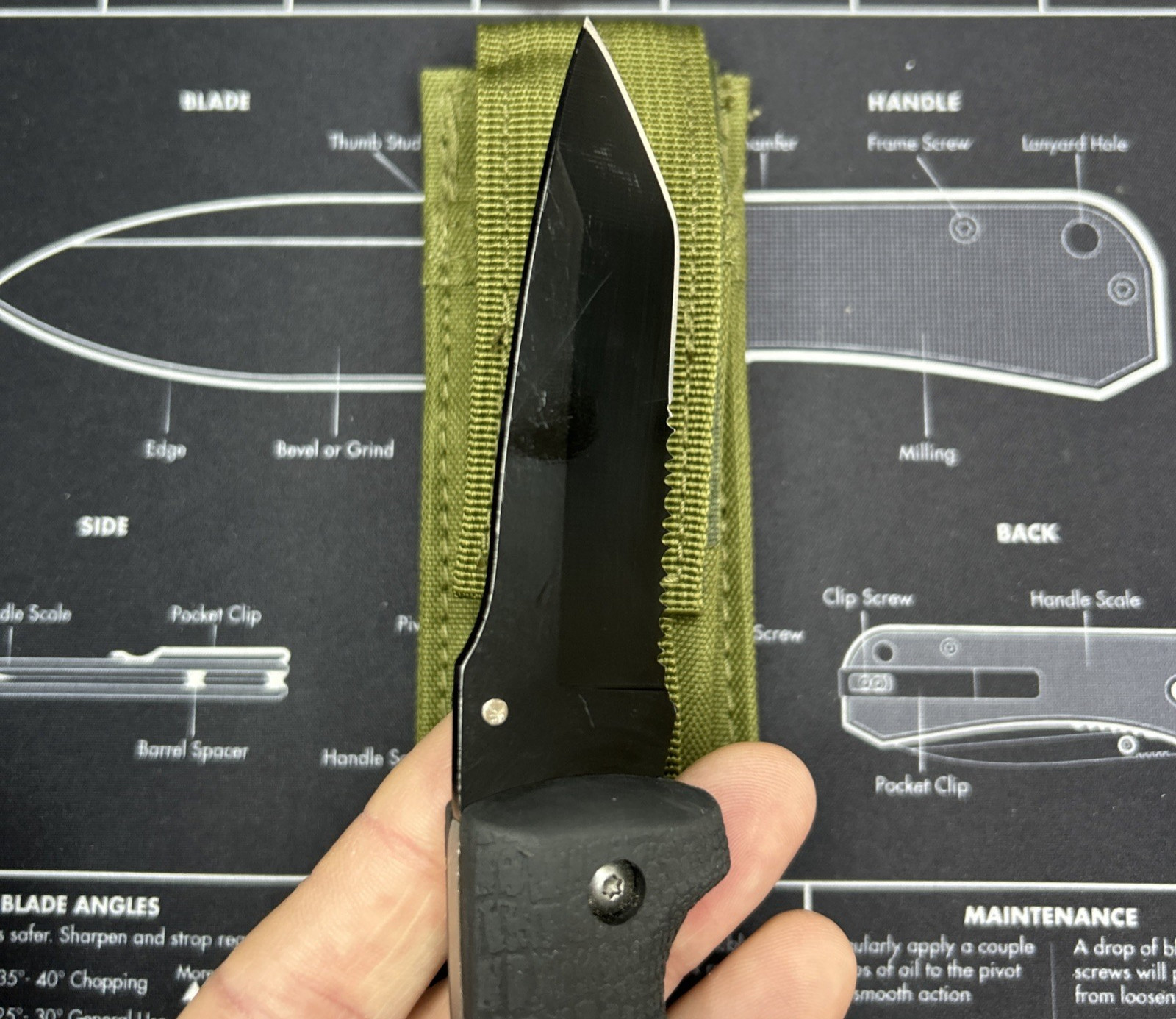 Scipio Tactical Folding Knife Black Rubber Handle Tanto Combo Edge Blade VGUC