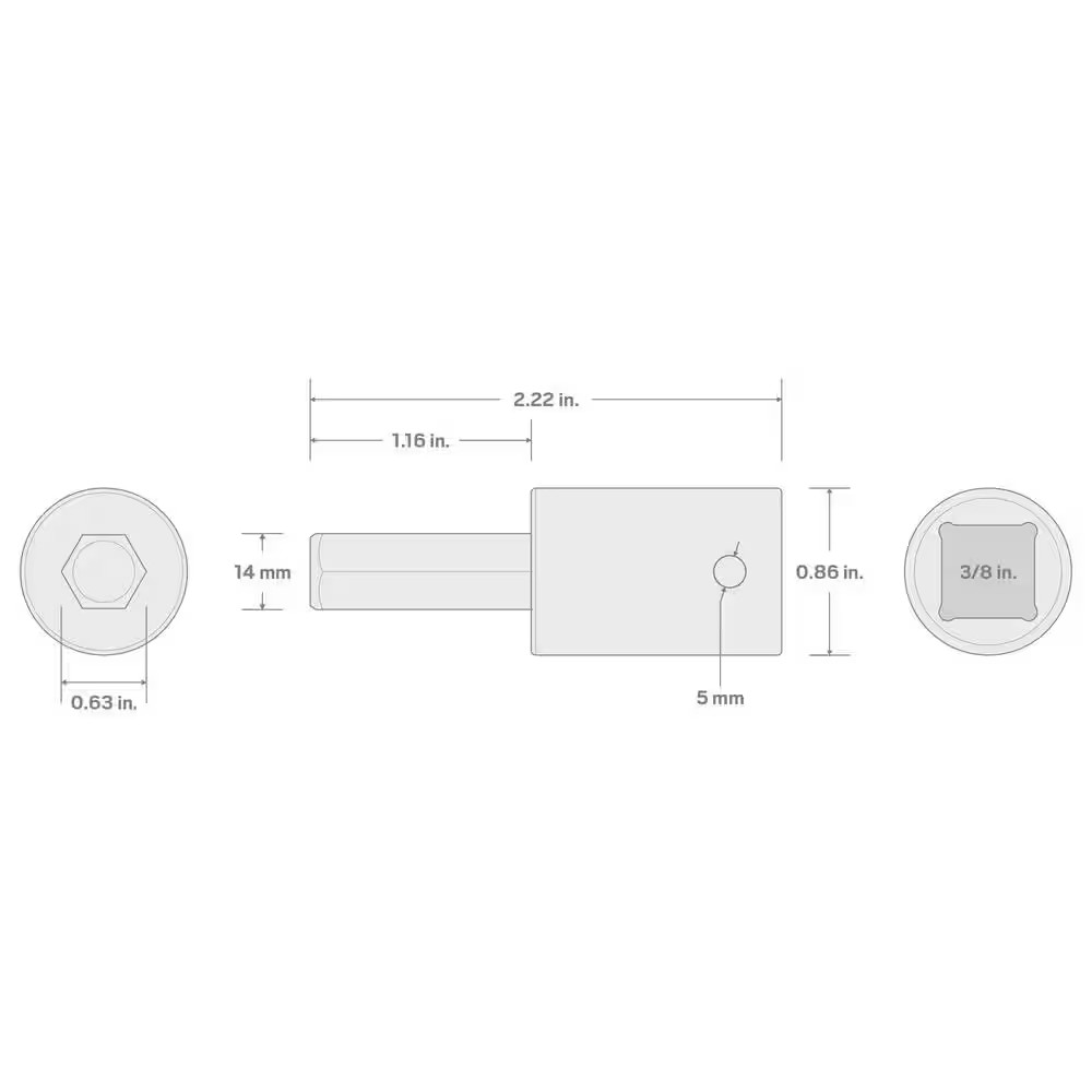 3/8 In. Drive X 14 Mm Hex Bit Impact Socket
