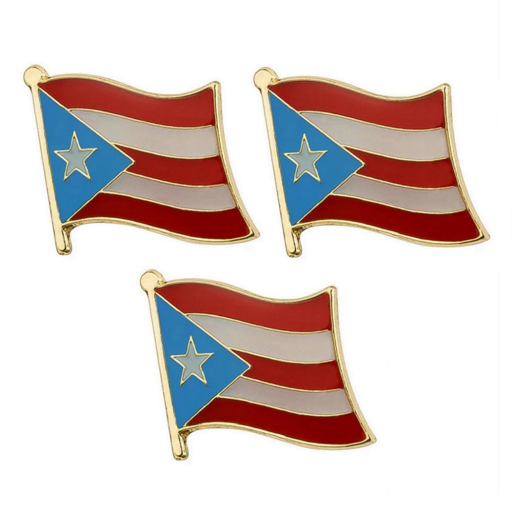 3 PUERTO RICO FLAG PINS 0.5" Puerto Rican Lapel Pin Hat Tie Tack Badge Lot Set