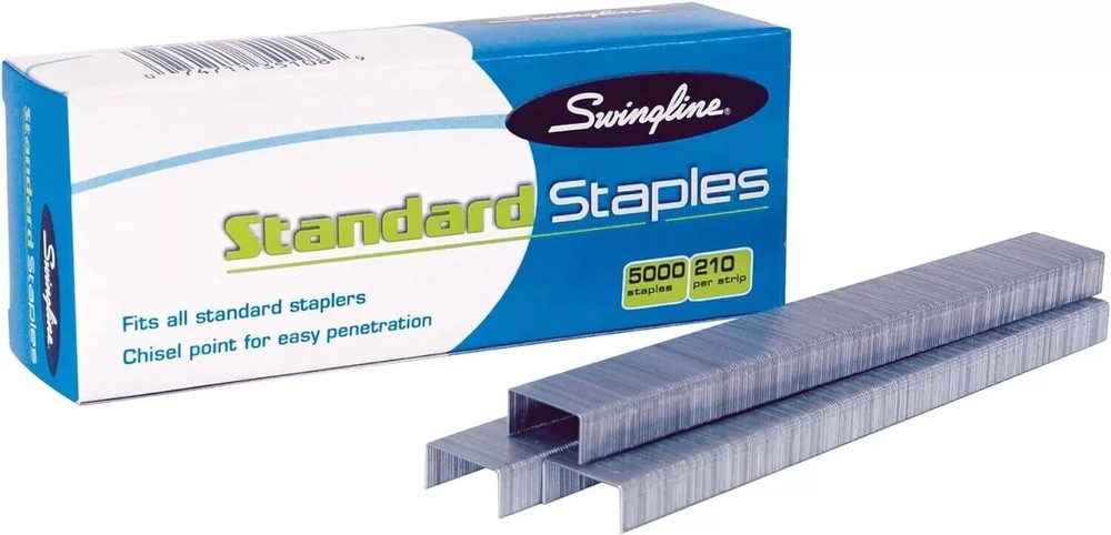 8 Boxes Swingline Staples, Chisel Point Standard, 1/4" -210/Strip 5000/Box