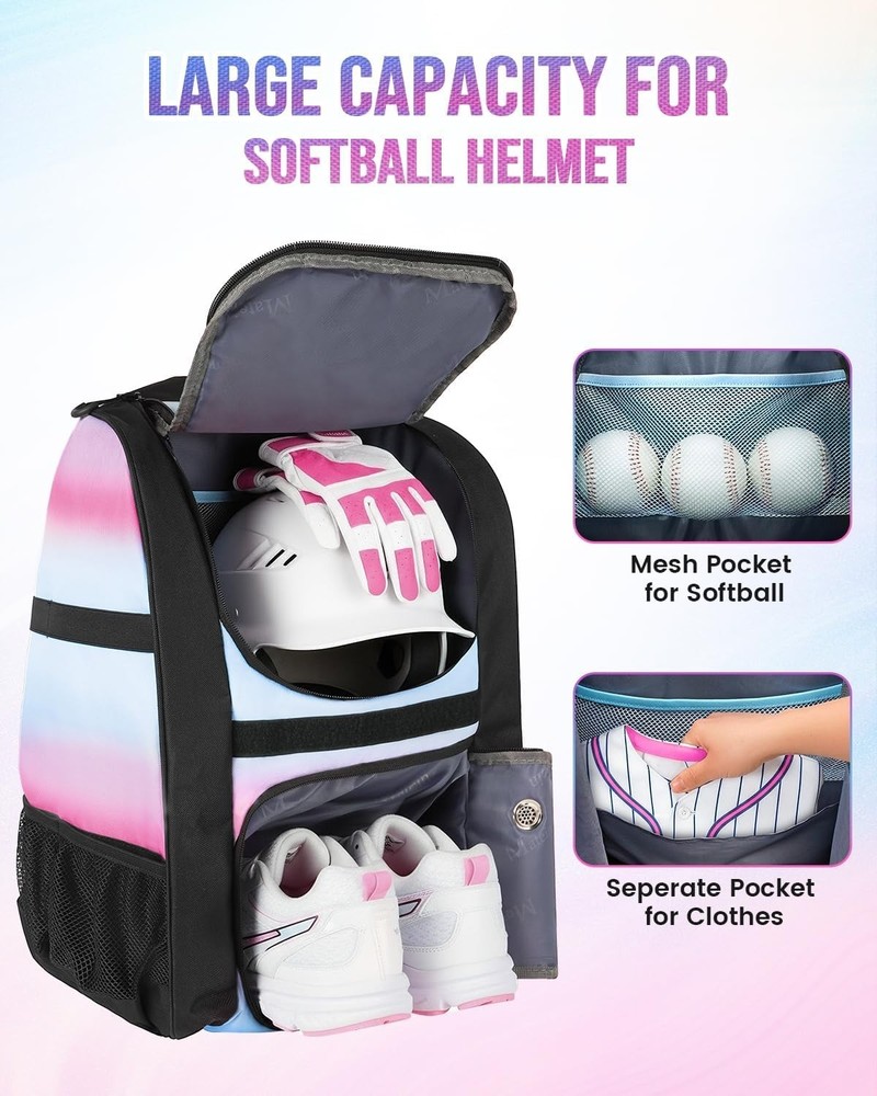 Softball Bag, Lightweight Baseball Backpack with Shoe Compartment, Baseball B...