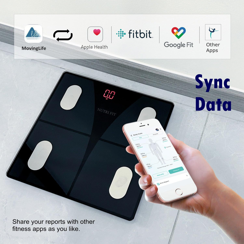 Smart Body Weight Scale Bluetooth LED Fat BMI Analyzer App Sync 400Lb Black