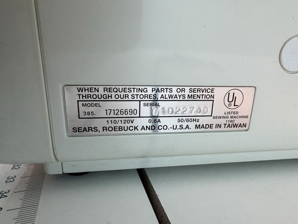 Kenmore Sewing Machine Model 385.17126690 Tested