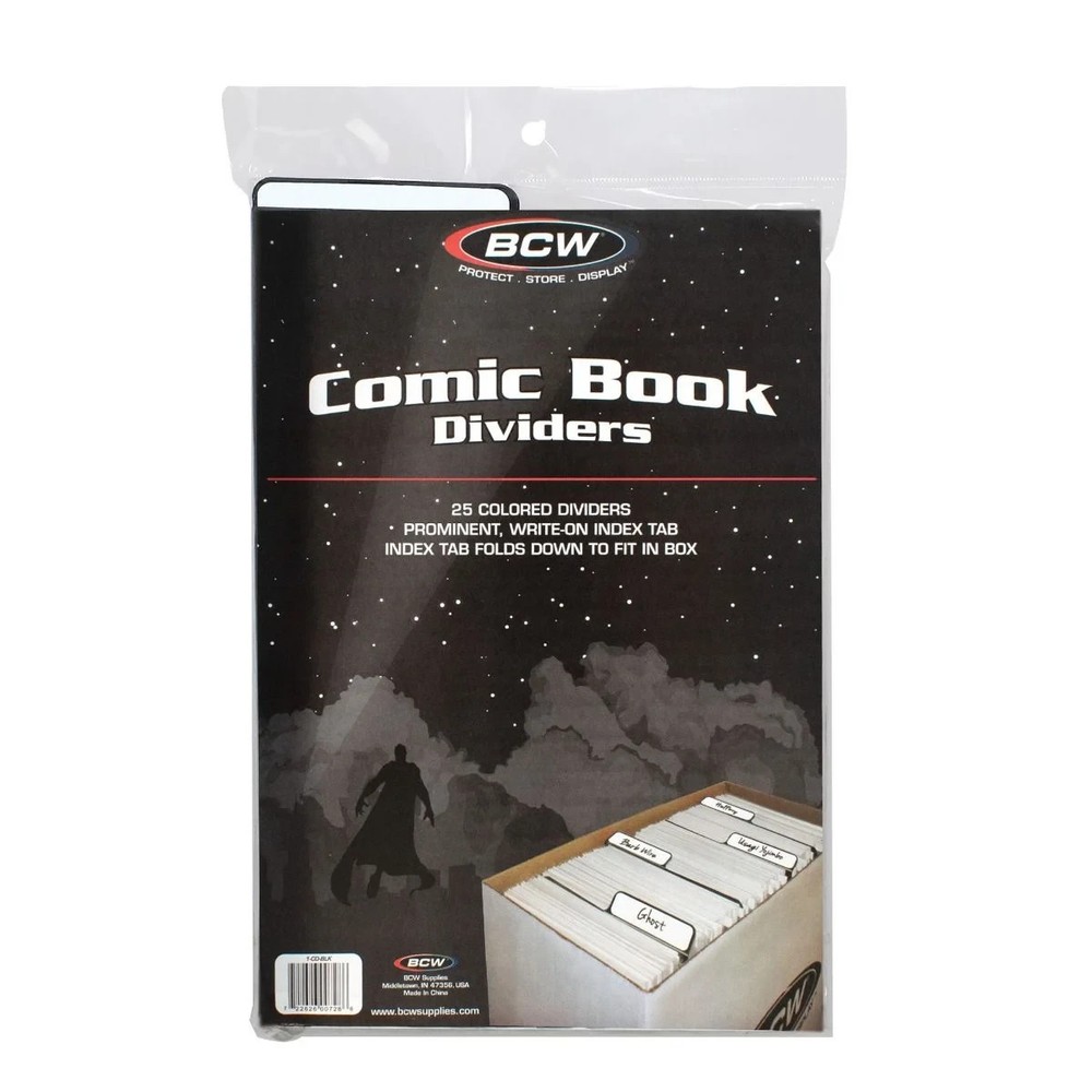 25 BCW Black Comic Book Plastic Dividers With Folding Write On Tab Free Shipping