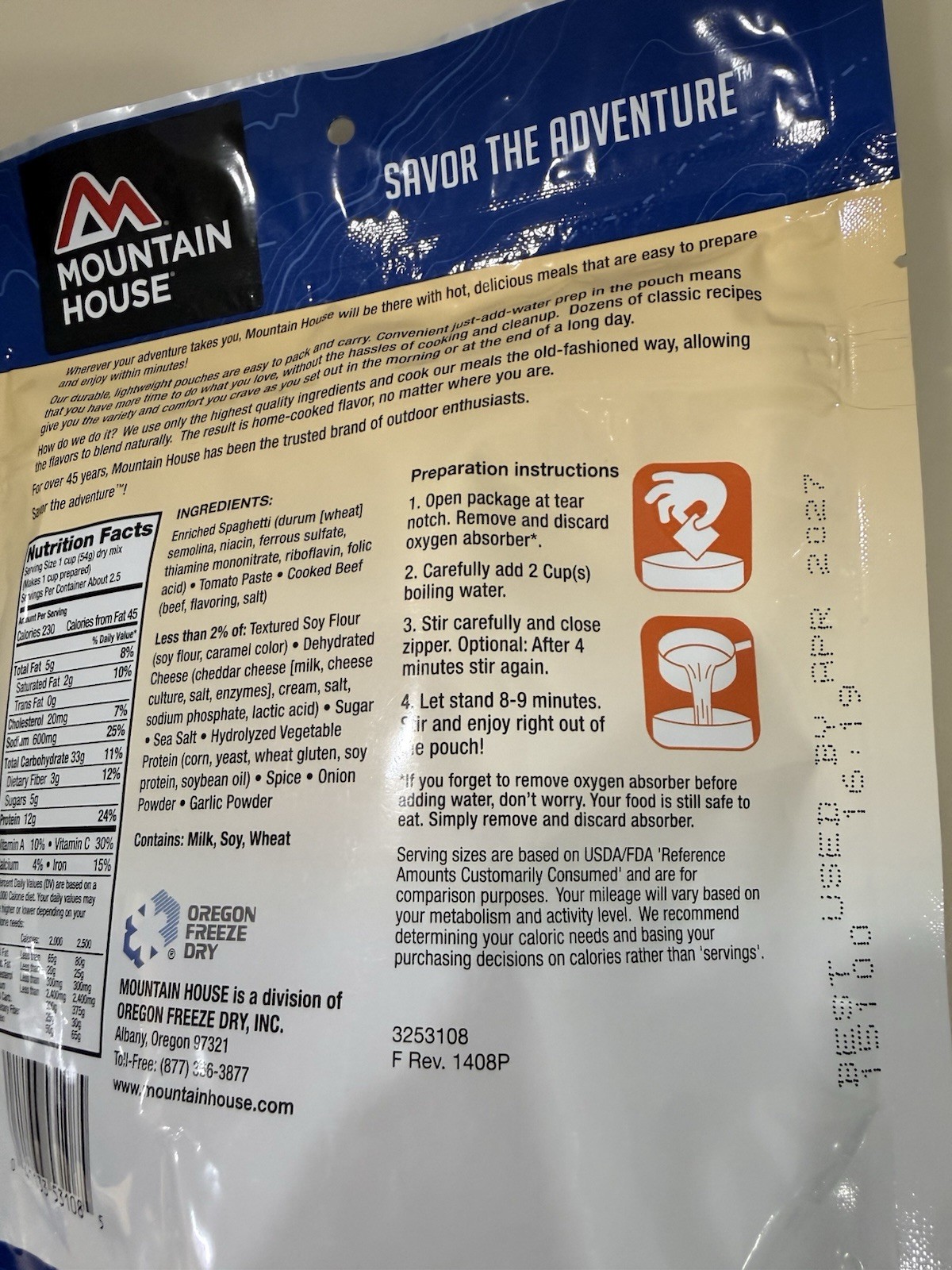 Mountain House Freeze Dried Meals Lot of 7 Camping Survival Food EXP 2027 MRE