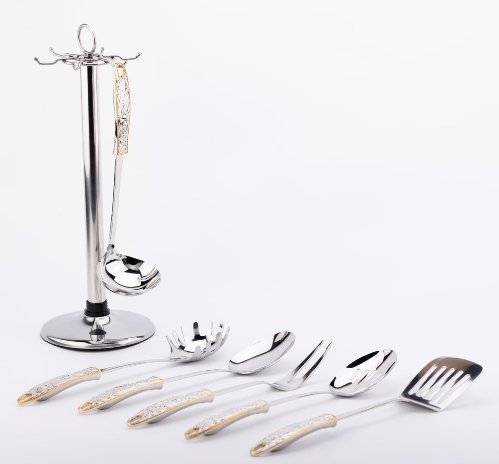 Western Buckle Six Piece Serving Tool Set w/Stand